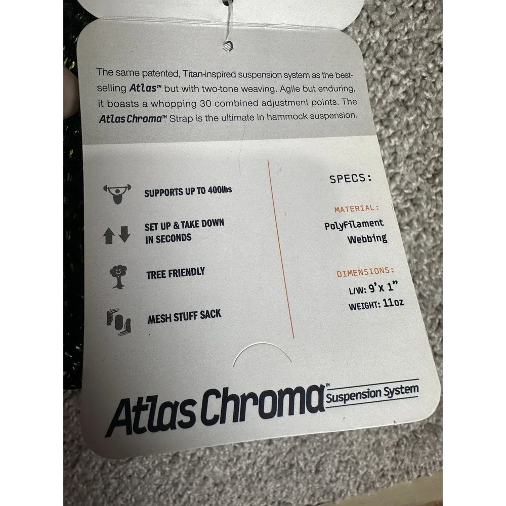 ENO Atlas Chroma Hammock Suspension Straps Tree Friendly 400lb New - Picture 5 of 7